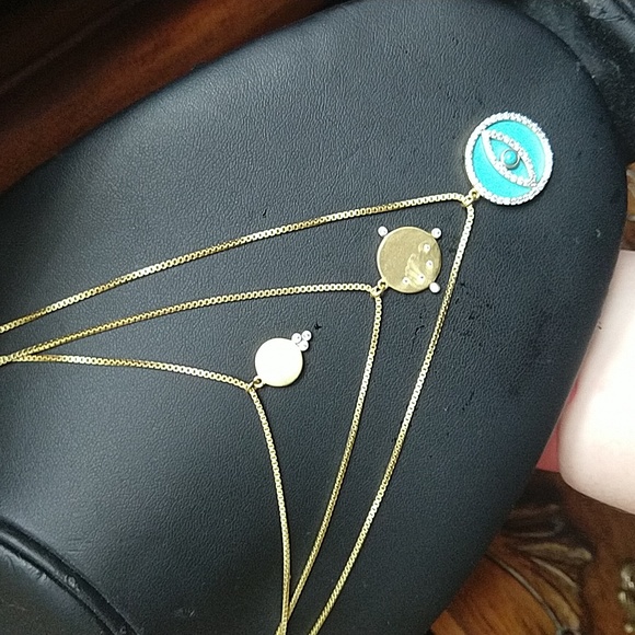 Freida rothman necklace adjustable chain evil eye CZ...